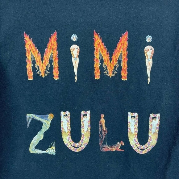 Mimi Zulu Womens Small Graphic Design Raw Hem Festival Tee T-Shirt - Picture 2 of 7
